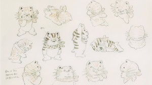 Modèles pour le personnage du chat dans le film "Kié la petite peste", 1981 © Kotabe Yoîchi